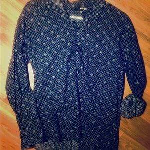 Patterned, Long-Sleeved Button Down Shirt